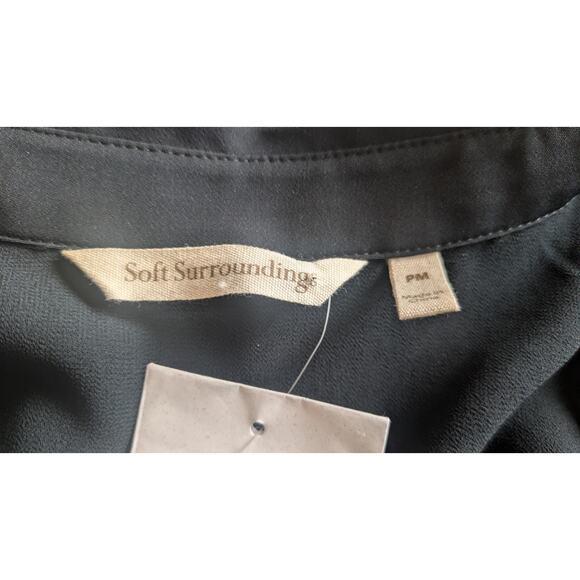 Soft Surroundings NWT Black Flowy Button Down Shirt, PM, Sheer Lager, Classic - Picture 9 of 9